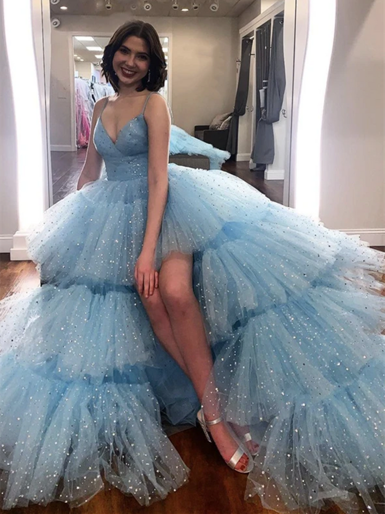 Fashion Ball Gown Sparkle Light Blue Prom Dress – daisystyledress